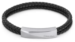 Image of Calvin Klein 35000097 Black Leather and Stainless Steel Jewellery