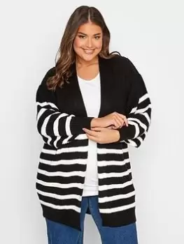 Image of Yours Stripe Balloon Sleeve Cardigan - Black/White