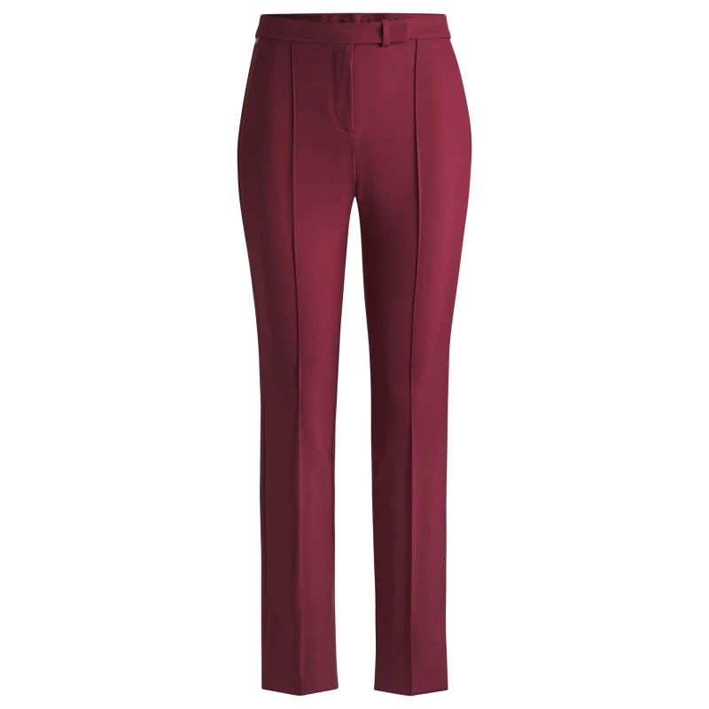 Image of Boss Womens Tizena Straight Leg Trousers Dark Red female 4 (XXS)