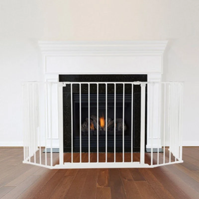 Image of Safetots Multi Panel Fire Surround, 82Cm Deep X 104Cm Wide, White, 70Cm Tall, Child And Pet Safety, Baby And Toddler Fire Guard
