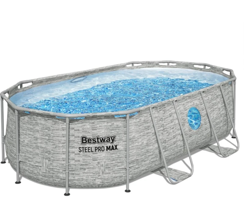 Image of BESTWAY 14ft x 39.5" Steel Pro MAX BW56714GB-25 Oval Swimming Pool - Grey 6941607366721