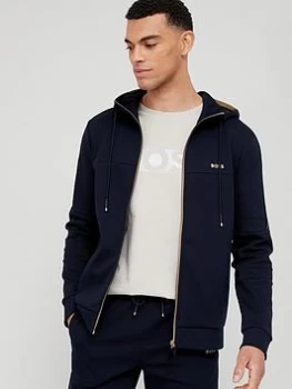Image of BOSS Saggy 1 Zip Through Hoodie - Dark Blue, Dark Blue, Size L, Men