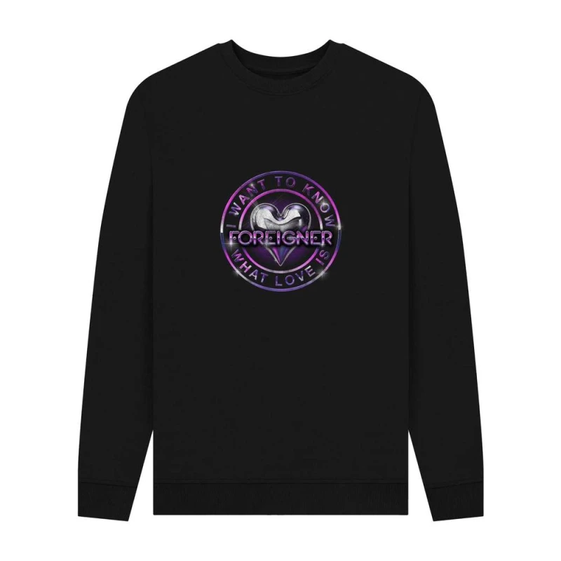 Image of Foreigner Mens I Want To Know What Love Is Sweatshirt in Black Size: Small Black Male S