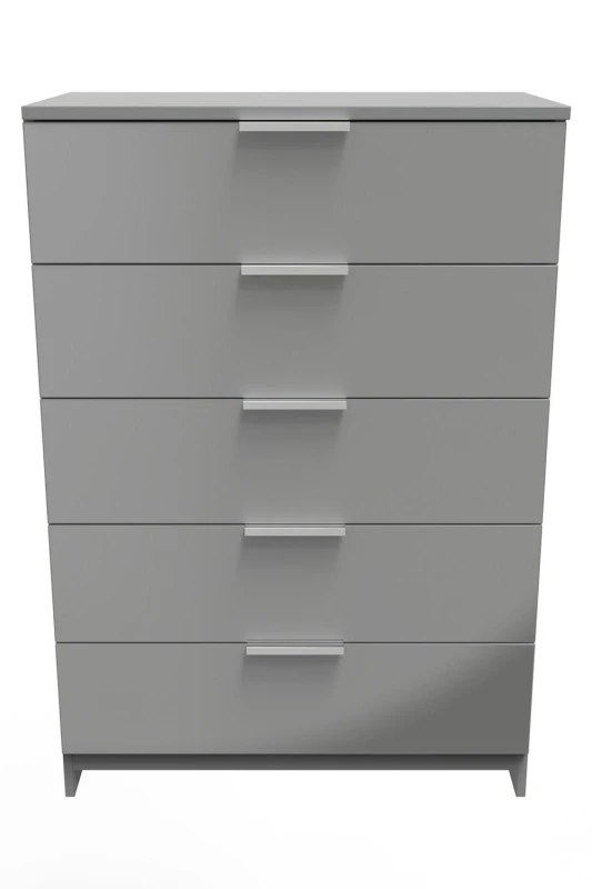 Image of Poole 5 Drawer Chest In Uniform Grey & Dusk Grey (Ready Assembled)