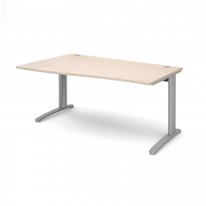 Image of TR10 Left Hand Wave Desk 1600mm - Silver Frame maple Top