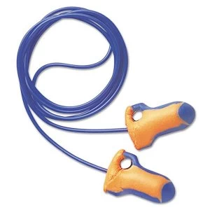 Image of Howard Leight Laser Trak Detectable Corded Earplugs OrangeBlue Polybag Pack 100 Pairs