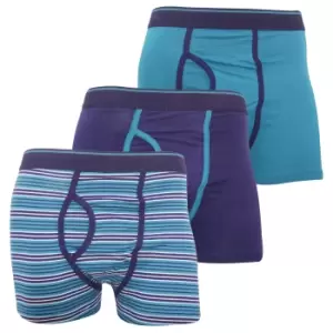 Image of FLOSO Mens Cotton Mix Key Hole Trunks Underwear (Pack Of 3) (Small (Waist: 30-32inch, 76-81cm)) (Teal)