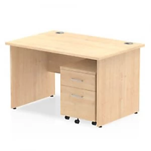 Image of Impulse 1200 Straight Panel End Workstation 500 Two drawer mobile Pedestal Bundle Maple