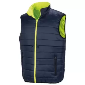 Image of Result Safeguard Mens Reversible Soft Padded Safety Gilet (S) (Fluorescent Yellow/Navy)