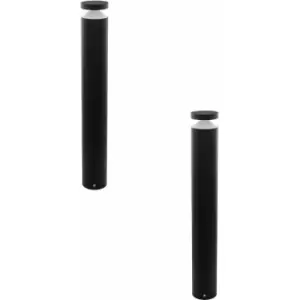 Image of Loops - 2 pack IP44 Outdoor Bollard Light Black Cast Aluminium 11W LED Lamp Post