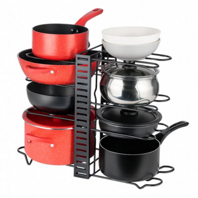 Image of Innoteck Essentials Pots And Pans Organiser Rack With 8 Adjustable Dividers.