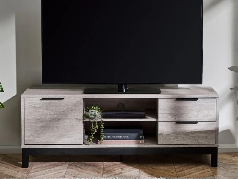 Image of Julian Bowen Bali Grey Oak 1 Door 2 Drawer TV Cabinet