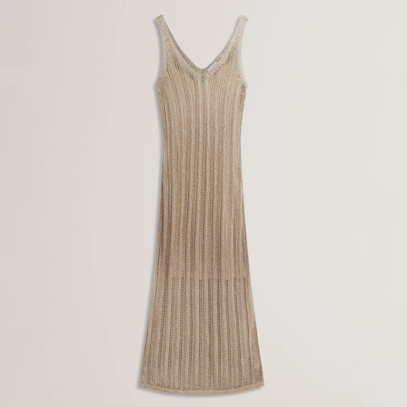 Image of Ted Baker Knitted Dress Gold female 8 (XS)