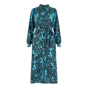 Image of Mela London Blue Animal Print Midi Shirt Dress - Blue