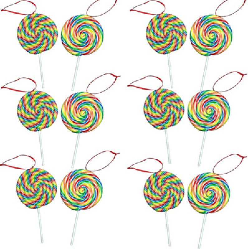 Image of Shatchi Christmas Tree Hanging Decorations Lollipop Pendants Candy Cane Tree Wall Home Decor Ornaments 12pcs Set Multi
