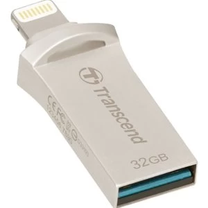 Image of Transcend JetDrive 32GB USB 3.1 and Lightning Silver OTG USB Flash Drive for iPhone and iPad