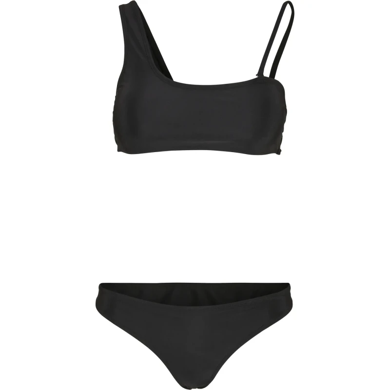 Image of Urban Classics Womens Bikini: Urban Classics Recycled Asymmetric Top Noir Female S