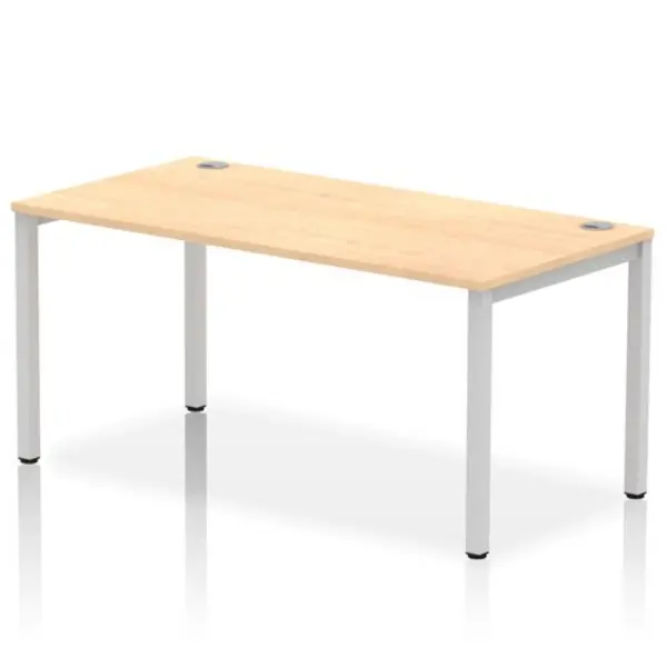 Image of Impulse Bench Single Row 1600 Silver Frame Office Bench Desk Maple