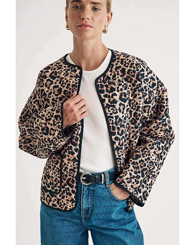 Image of Nobody's Child Nobody's Child Leopard Print Jacket Multi - Nobody's Child - Size: L Multi Female L QM07803