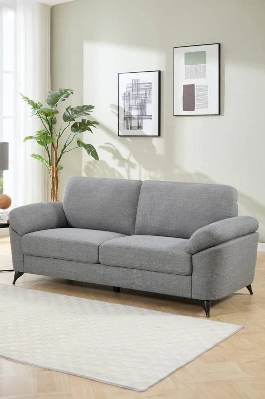 Image of More4Homes Malmo 3 Seater Sofa Modern Scandi Style Fabric Living Room Sofa (Grey)