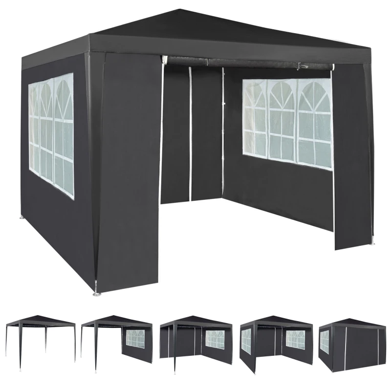 Image of MCC Direct 3x3m Event Gazebo with Removable Sides in Grey Grey Unisex