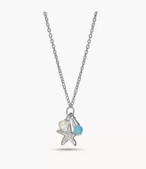 Image of Fossil Women Elliott Sea Stars Chalcedony and Freshwater Pearl Pendant Necklace