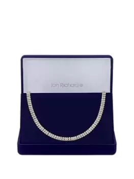 Image of Jon Richard Gold Plated Cubic Zirconia Baguette Collar Necklace - Gift Boxed, Yellow Gold, Women