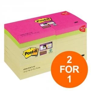 Image of Post it Super Sticky 76x76 90 Sheets Yellow Ref 654SS P14CY Pack 144