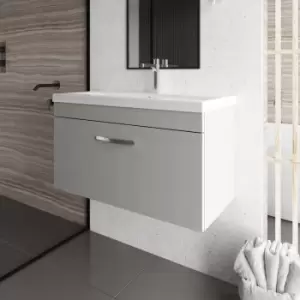 Image of Nuie - Athena Wall Hung 1-Drawer Vanity Unit with Basin-4 800mm Wide - Gloss Grey Mist