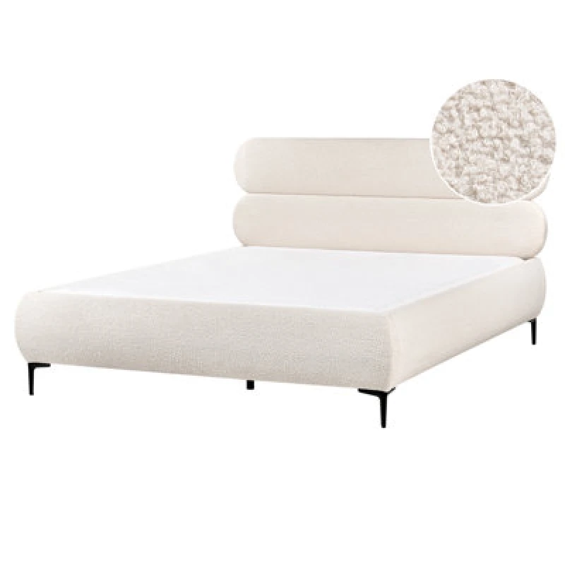 Image of Beliani Bed Boucle Lessay 160 X 200 Cm (Eu King Size) Off-White