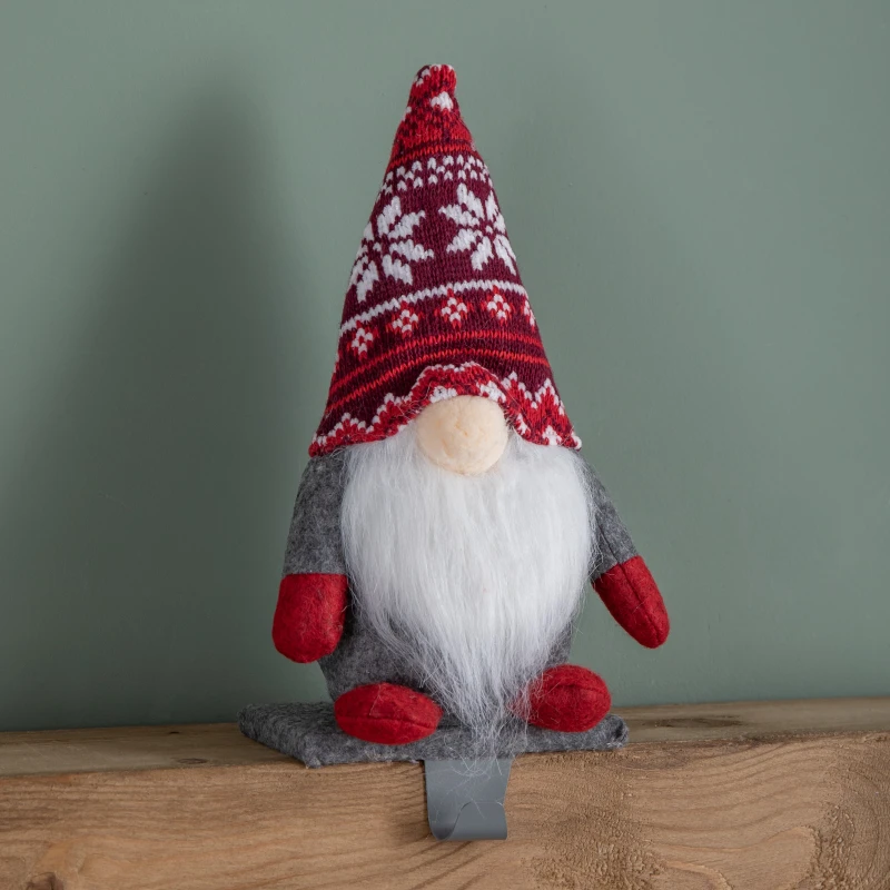 Image of 30cm Plush Gnome Gonk Christmas Stocking Holder Decoration with Grey Body