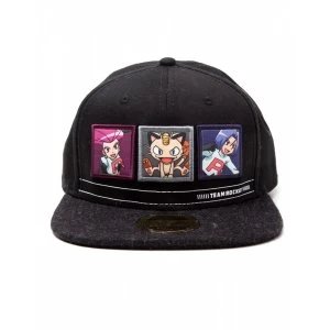 Image of Pokemon Team Rocket Snapback Baseball Cap - Dark Grey/Black