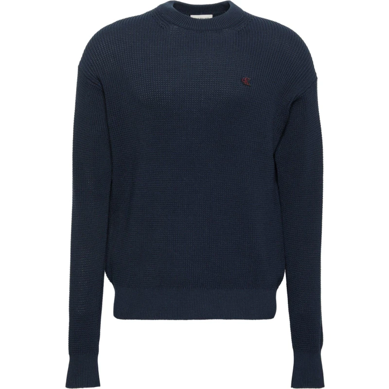 Image of Calvin Klein Jeans Mens CKJ Waffle Crew Neck Jumper Dark Sapphire male S