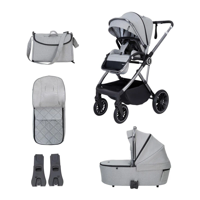 Image of Babymore Chia Pram Pushchair - Pearl Grey Pearl Grey unisex 56x96x111