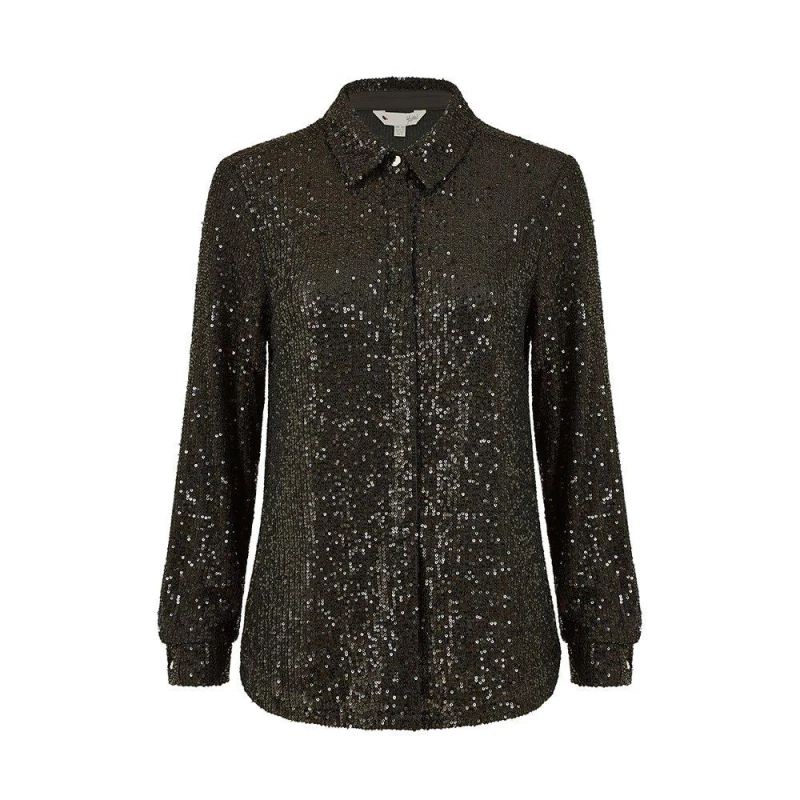 Image of Yumi Yumi Black Sequin Shirt Black 8