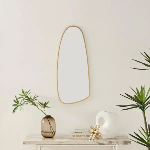 Image of FurnitureboxUK Elodie Abstract Pebble Decorative Framed Wall Mirror Gold