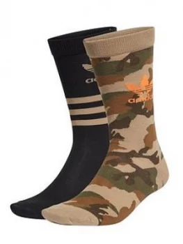 Image of Adidas Originals 2 Pack Of Crew Socks - Camo