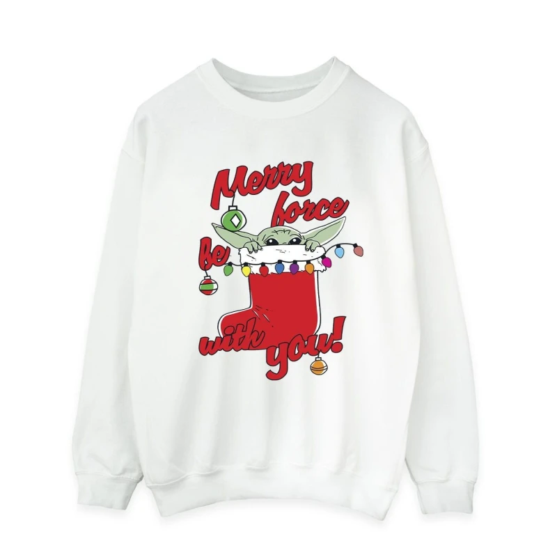 Image of Star Wars Star Wars Men Merry Force Be With You Sweatshirt in White Size: Small White S Male 5063376849630