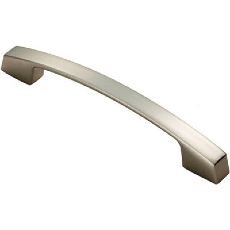 Image of Loops Curved Bridge Pull Handle 169 x 14mm 128mm Fixing Centres Satin Nickel Metallics unisex