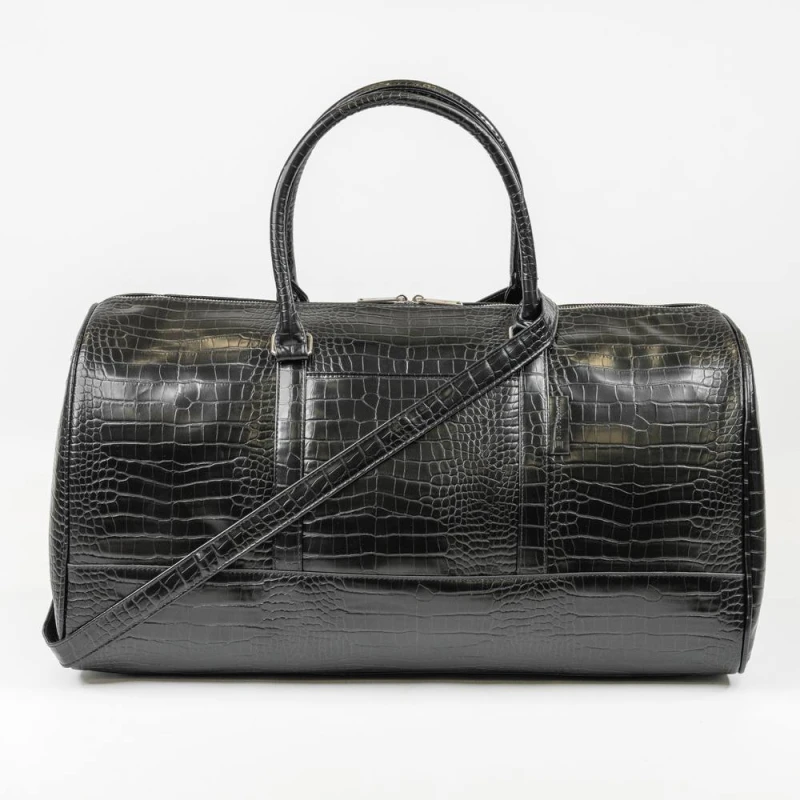 Image of Gino Ferrari Luca Faux Leather Holdall - 42L Weekend & Overnight Travel Duffle Bag in Black Unisex