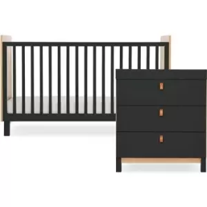 Image of CuddleCo Rafi 2 Piece Nursery Furniture Set, Oak/Black - Oak/Black