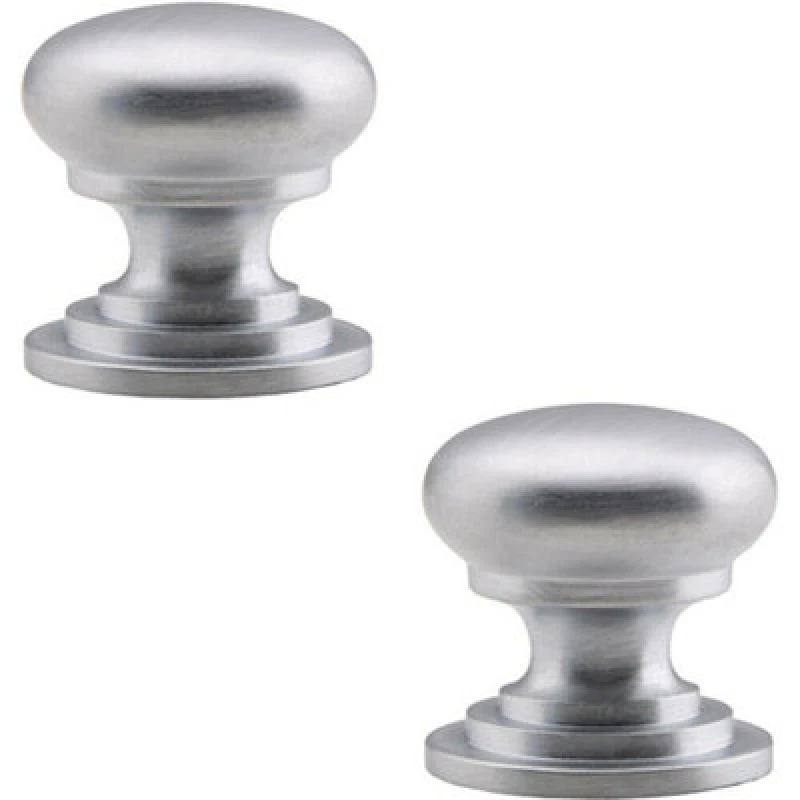 Image of Loops 2x Victorian Round Cupboard Door Knob 38mm Dia Satin Chrome Cabinet Handle Multi unisex