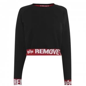 Image of Alpha Industries RBF Cropped Crew Neck Sweater - Black