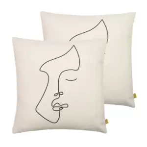 Image of Emile Abstact Face 2x Filled Cushions