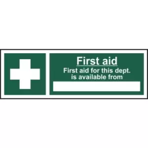 Image of First Aid For This Department Is Available From - Safety Sign - Rigid 1mm PVC Board - 300 x 100mm