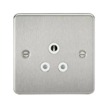 Image of Flat Plate 5A unswitched socket - brushed chrome with white insert - Knightsbridge