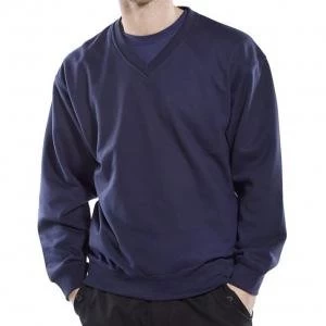 Image of Click Workwear Sweatshirt V Neck Polycotton 300gsm L Navy Blue Ref
