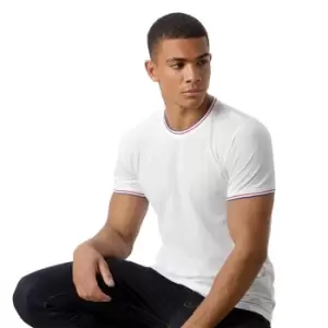 Image of Kustom Kit Mens Fashion Fit Tipped T-Shirt (XS) (White/Red/Royal Blue)