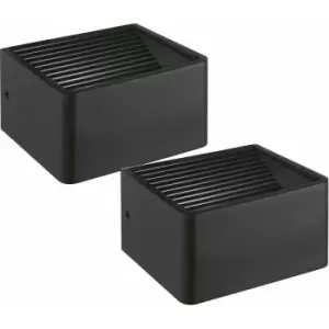 Image of Loops - 2 pack IP44 Outdoor Wall Light Anthracite Aluminium 6W LED Porch Lamp