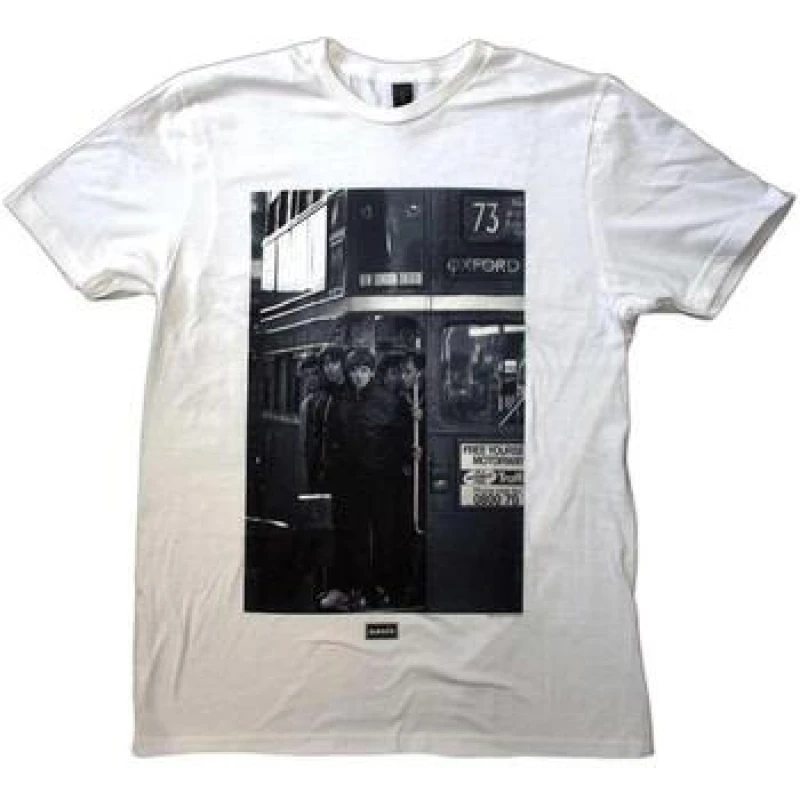 Image of Oasis Oasis Men London Bus Photo Print T-Shirt in White Size: Small White S Male 5063574408646